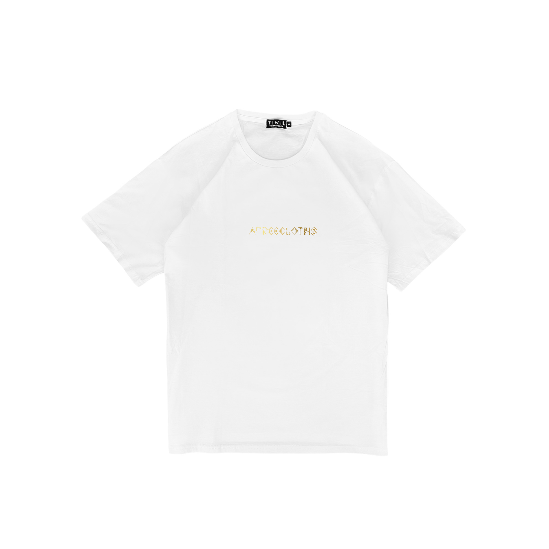 Classic Omega Tee in soft white fabric with oversized fit and TWL Signature Red Label.