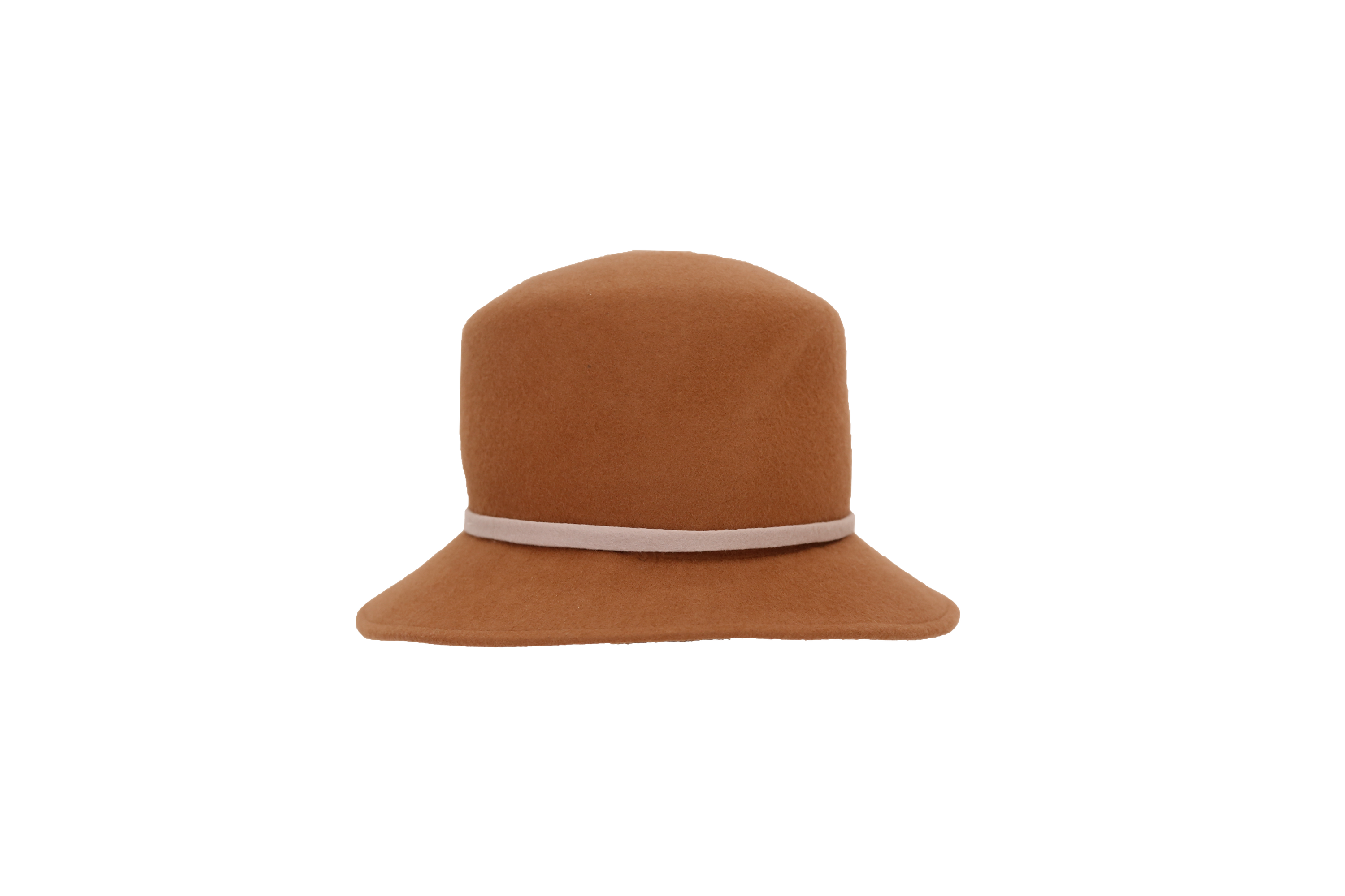 A stylish Cloche Brown Hat made from soft wool felt, featuring a 2.5-inch brim and adjustable sweatband.