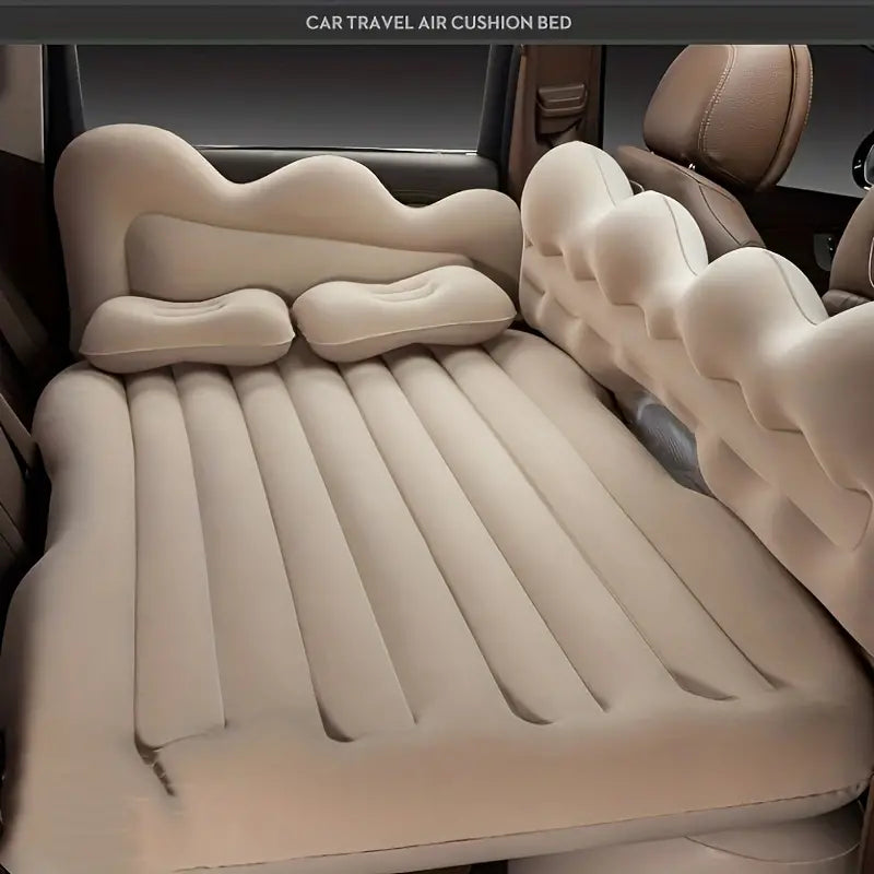 Cloud Car Mattress featuring a soft flocking surface and high gear air cushion design, ideal for comfortable sleep during road trips.