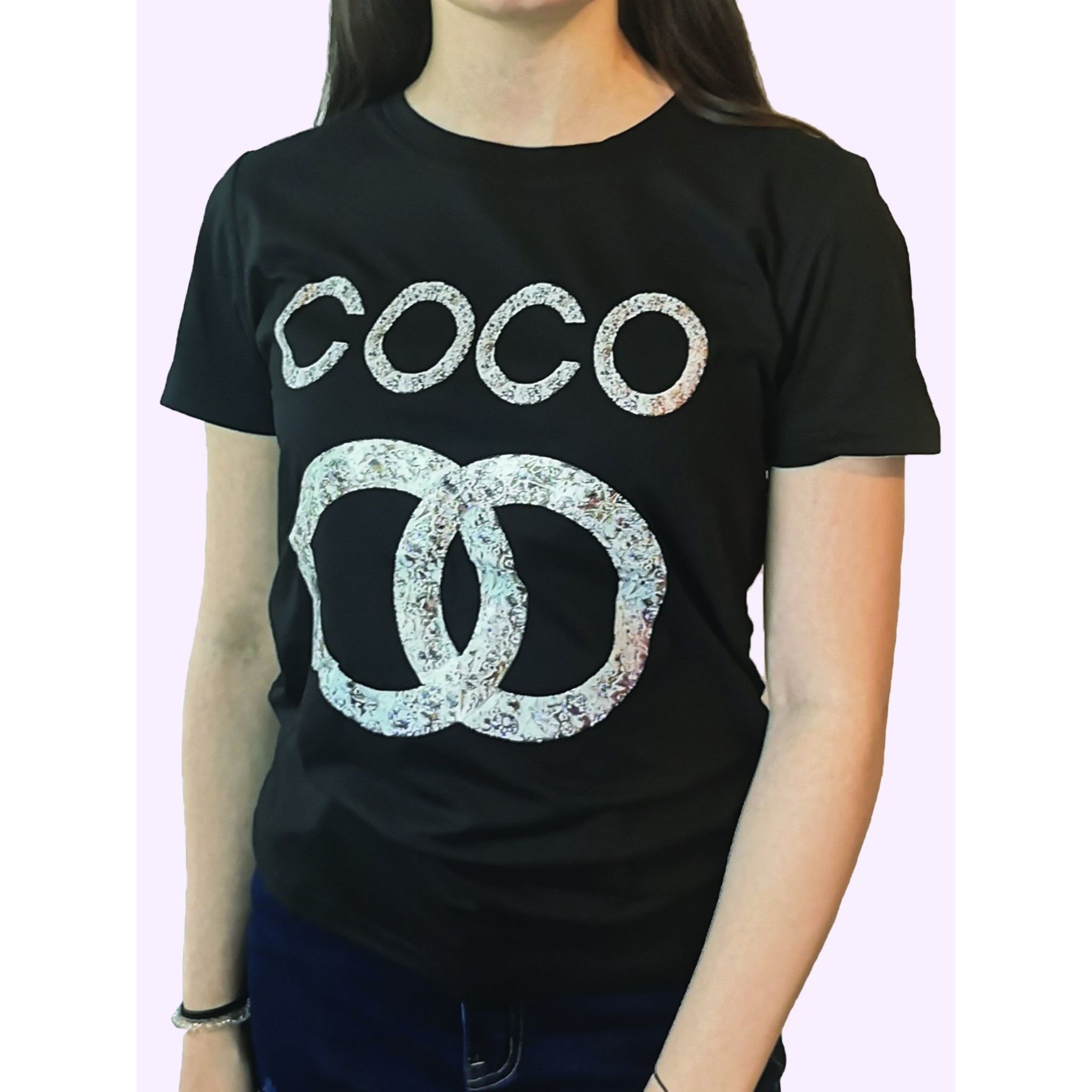 Coco T-shirt Tee/Top in Black, showcasing its stylish design and comfortable fabric.