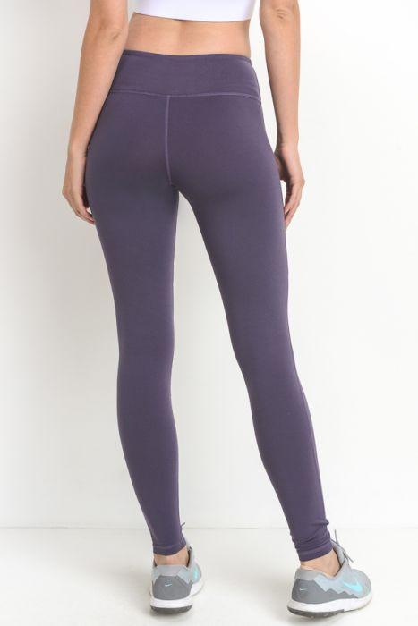 Colorblock Mesh Full Leggings in Dark Violet featuring white accents and mesh panels for a sporty look.