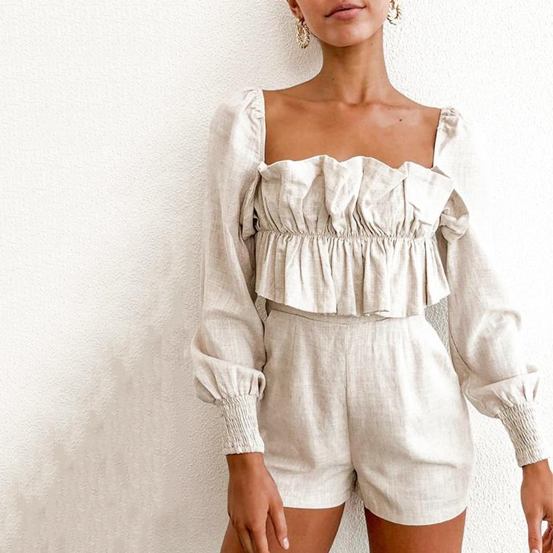 Conmoto Fall 2019 Fashion Women Long Sleeve Jumpsuit featuring a zipper, pockets, and a solid pattern, perfect for beach style.