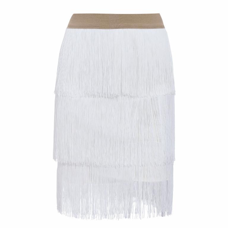 Conmoto Fashion Tassel Skirt for women, featuring a sexy bodycon fit with tassel decoration, perfect for autumn and winter outings.