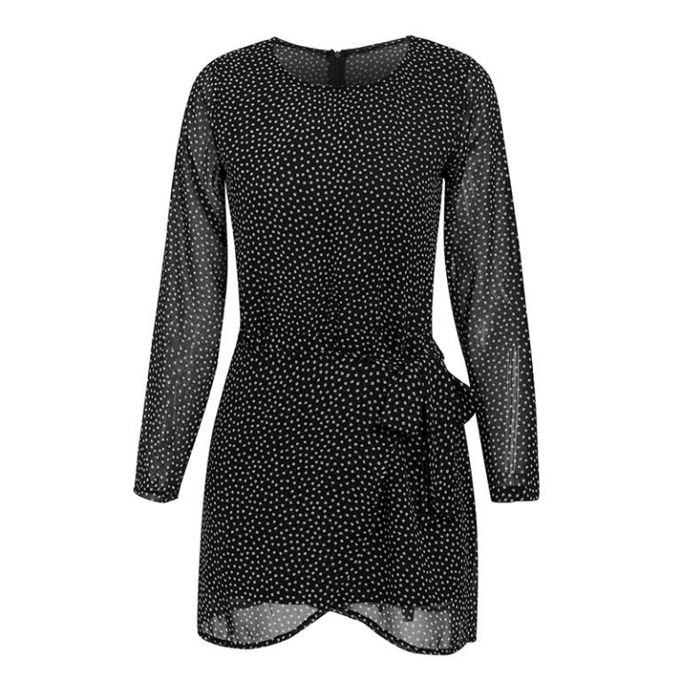 Conmoto Women Winter Black Sexy Short Party Dress featuring cascading ruffles and an A-line silhouette, perfect for autumn parties.