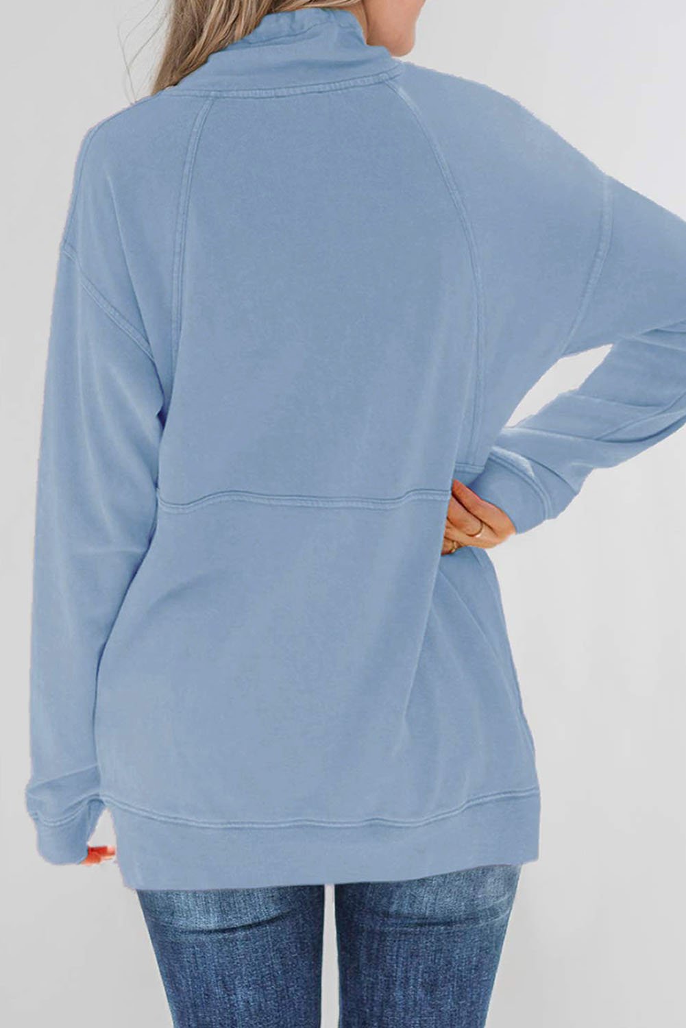 Cotton Pocketed Half Zip Pullover in pink, featuring a kangaroo pocket and drawstring design, perfect for casual wear.