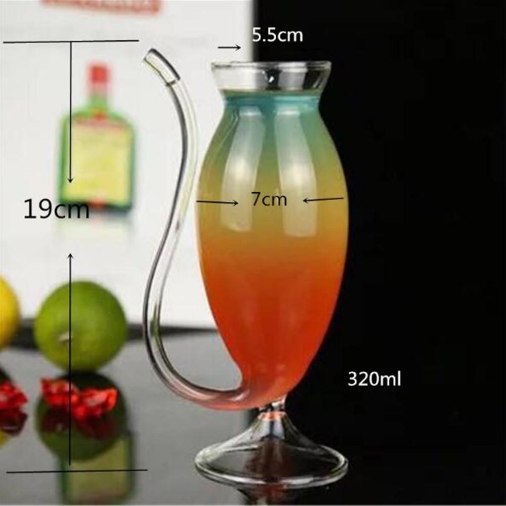 Creative Goblet Glass Mug with Straw, showcasing its elegant design and transparent material, perfect for cold drinks.