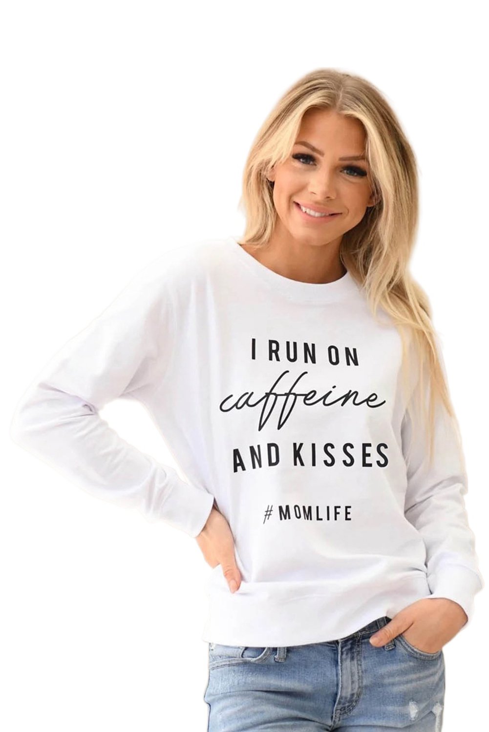 A stylish crew neck sweatshirt featuring a fun letter print design, perfect for casual wear and lounging, displayed in a relaxed fit.