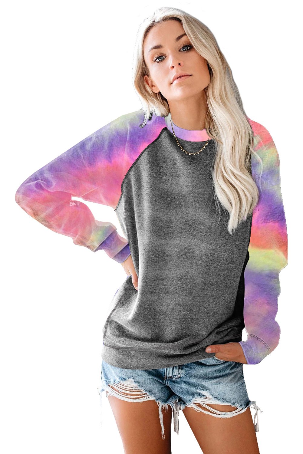 A stylish crewneck sweatshirt featuring a trendy camo print design, perfect for casual wear.