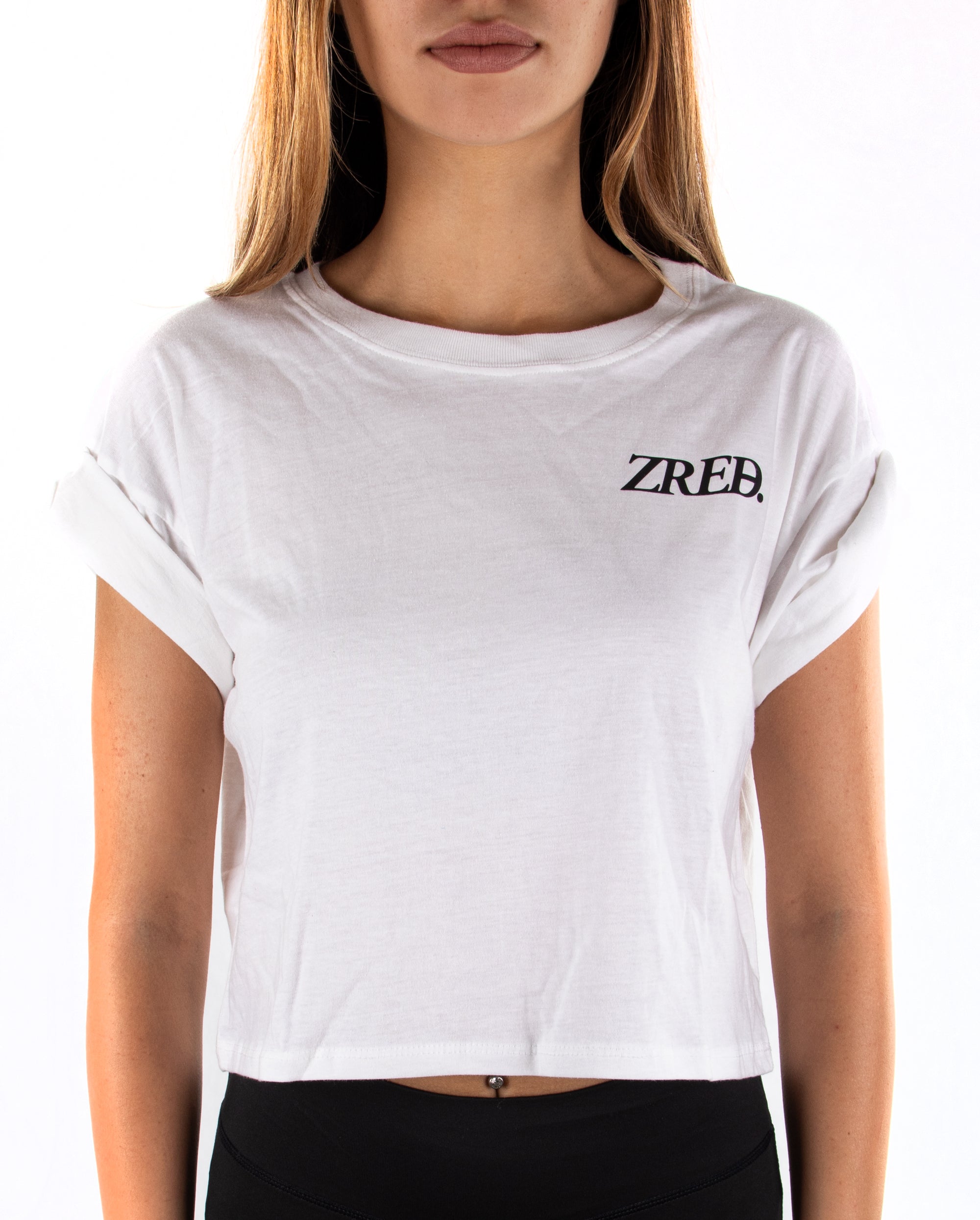 Stylisches weißes Crop Top für Damen aus 100% Baumwolle, ideal für den Sommer.