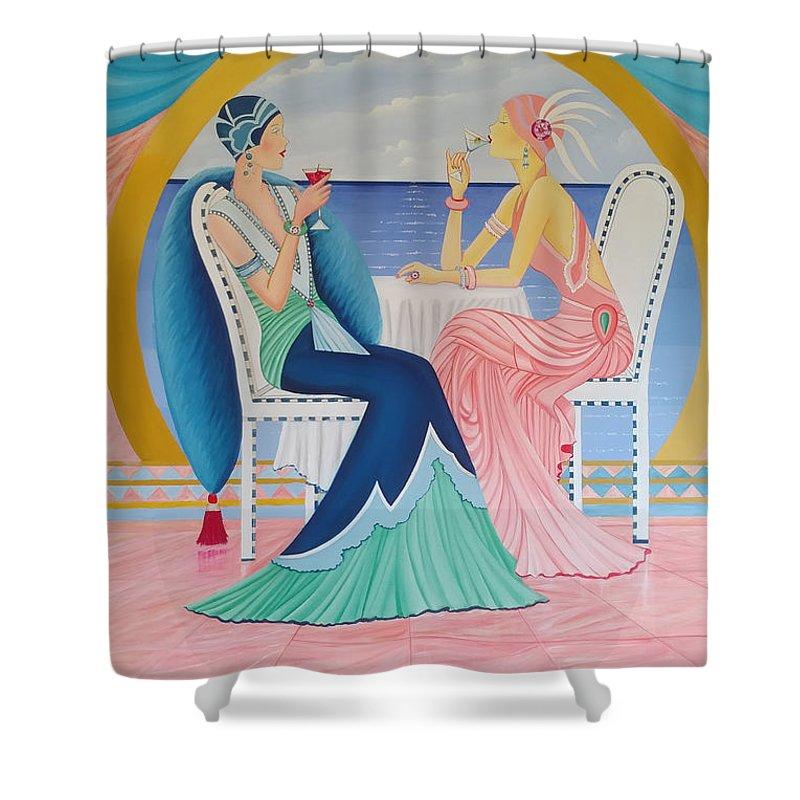 Cruising Shower Curtain made of 100% polyester fabric, featuring a stylish design with 12 hanging holes for easy installation.