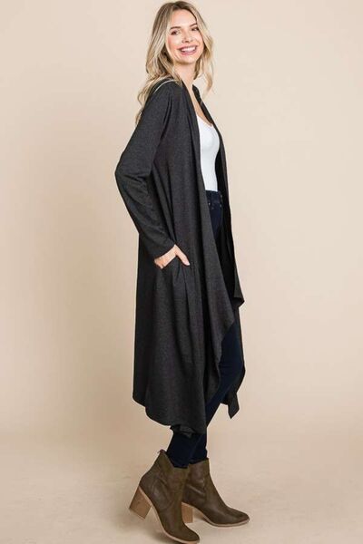 Culture Code Open Front Longline Cover Up with Pockets, featuring a stylish design and elegant longline silhouette.