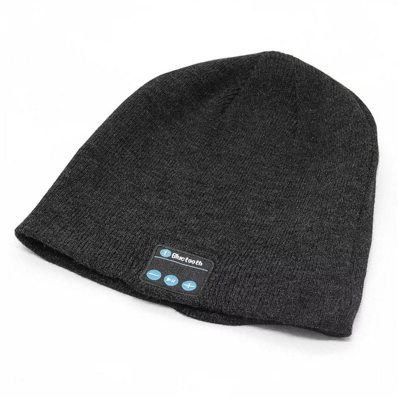 A stylish winter hat with built-in Bluetooth earphones, perfect for cycling and outdoor activities, featuring a soft knit design and ergonomic controls.