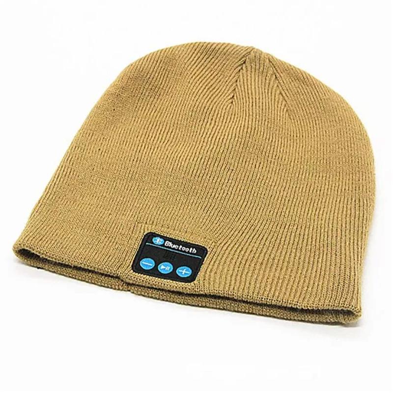 A stylish winter hat with built-in Bluetooth earphones, perfect for cycling and outdoor activities, featuring a soft knit design and ergonomic controls.