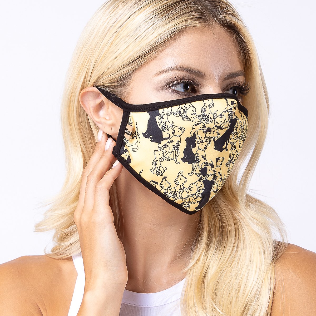 Dalmatian 3-Layered Face Cover featuring a unique print design, made with polyester and cotton for comfort and protection.