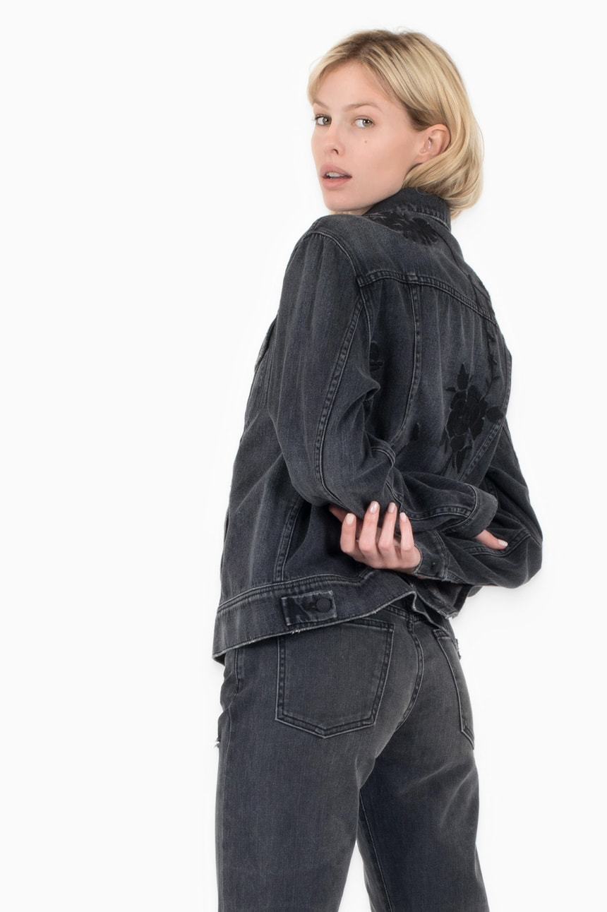 Dana oversized denim jacket in When Doves Cry with vintage detailing and modern silhouette, perfect for layering.