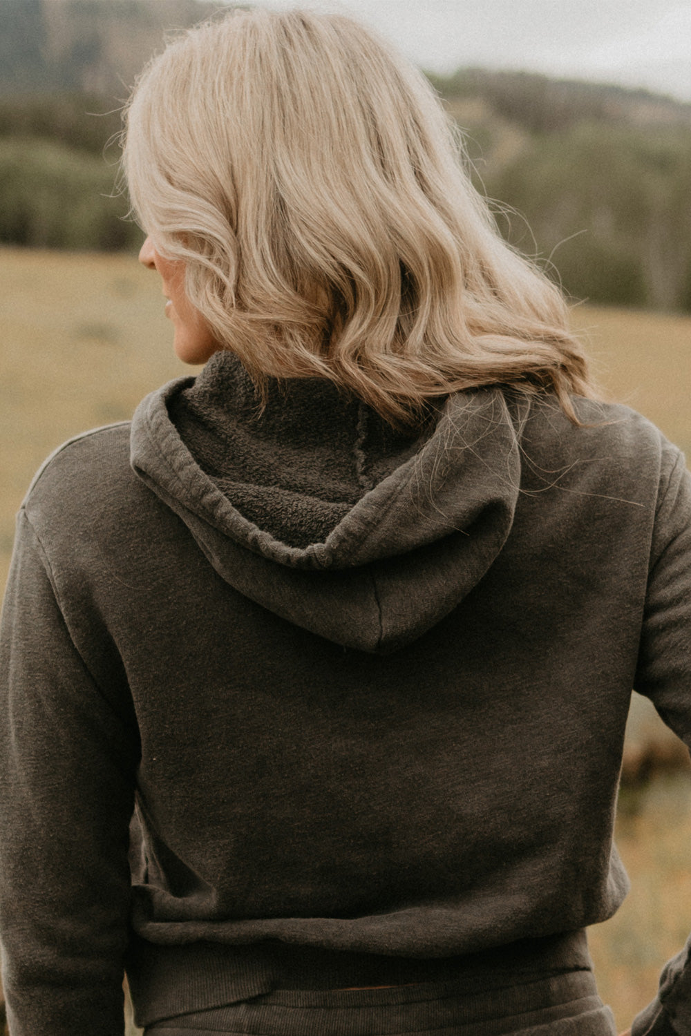 Day Break Hoodie 2.0 in Cream, showcasing its vintage cropped design and soft organic cotton fabric.