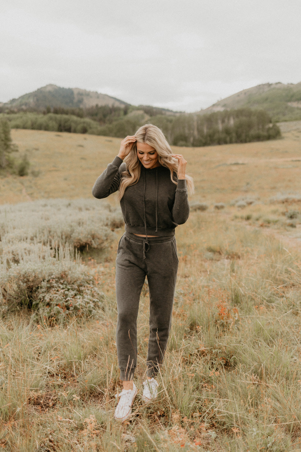 Day Break Hoodie 2.0 in Cream, showcasing its vintage cropped design and soft organic cotton fabric.