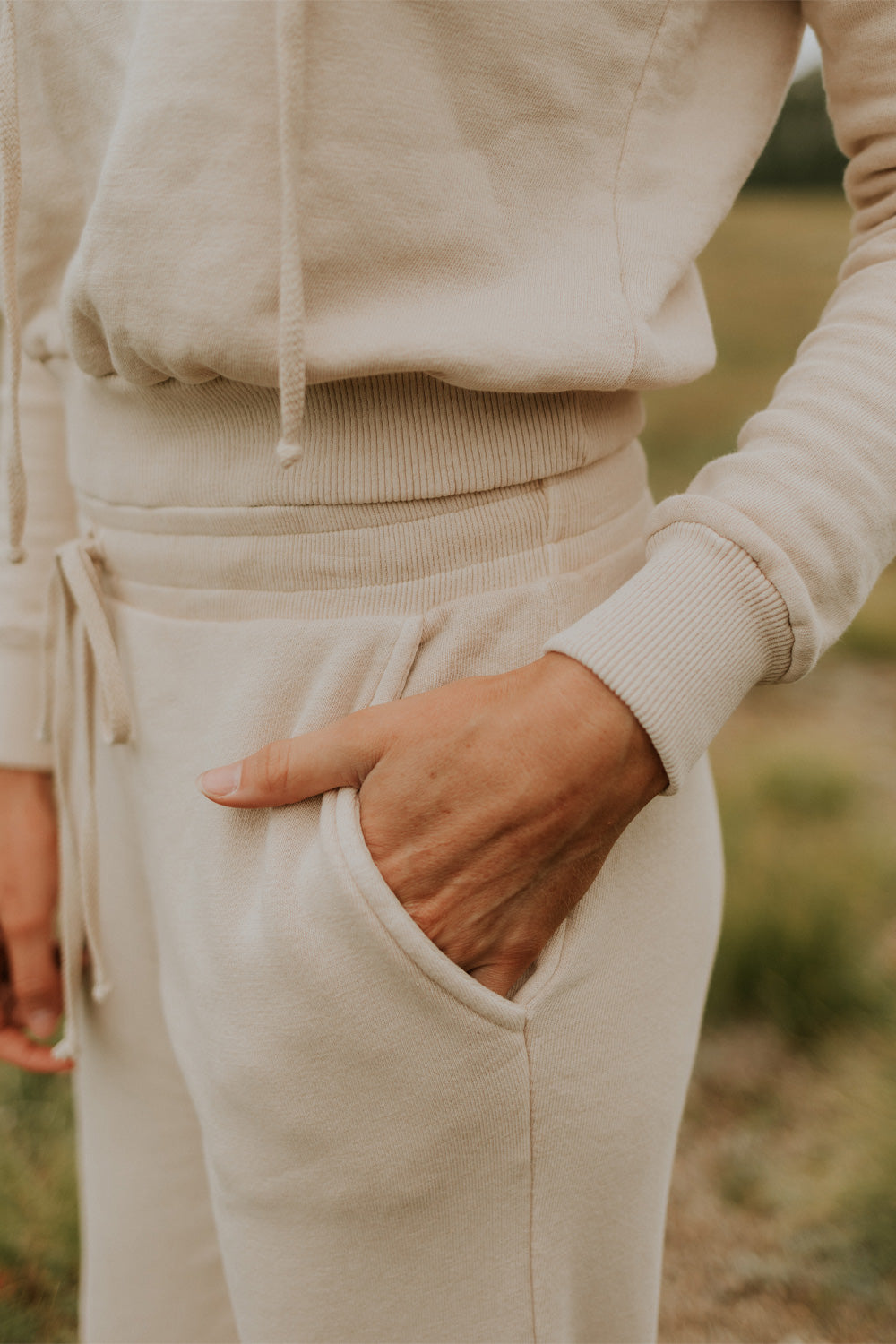 Day Break Joggers 2.0 in Ivory, Blue, and Vintage Black, made from lightweight organic cotton, showcasing a vintage-inspired design.