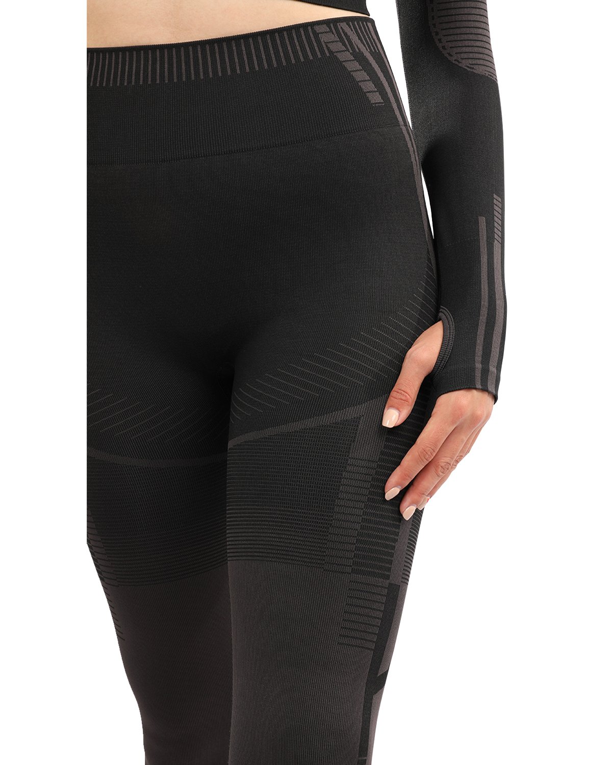 Decata Seamless Leggings in Black and Brown, featuring a high waist design for a flattering fit, perfect for workouts and casual wear.