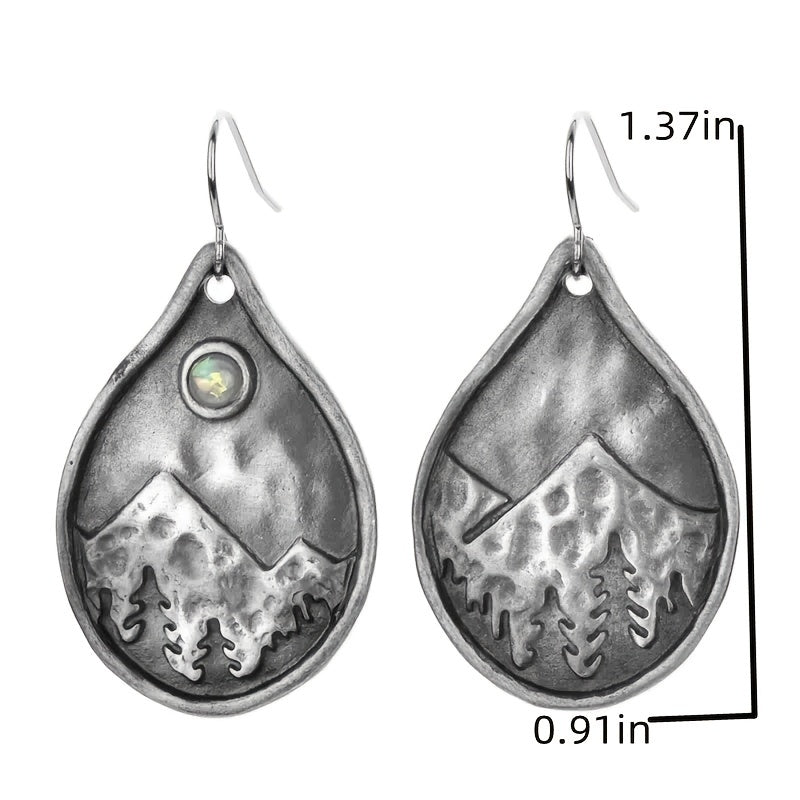 Delicate Mountain Pendant Dangle Earrings featuring a silver-plated design with an elegant mountain motif.