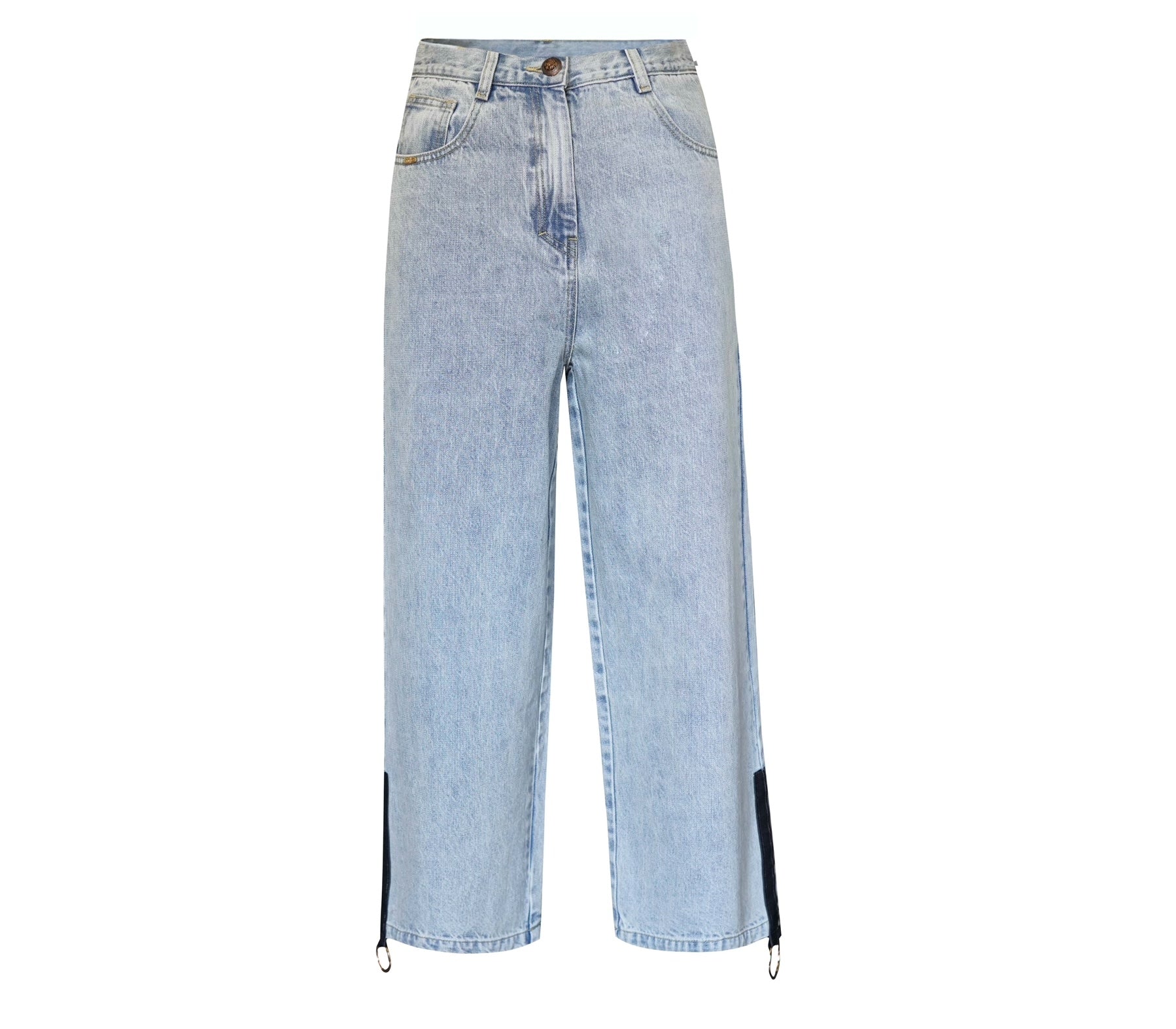 Demi Straight Cut Jeans displayed on a mannequin, showcasing the straight cut and 100% cotton fabric.