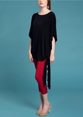 A stylish Dolman Side Tie Tunic in a versatile color, featuring a side tie for adjustable fit and wide sleeves for comfort.