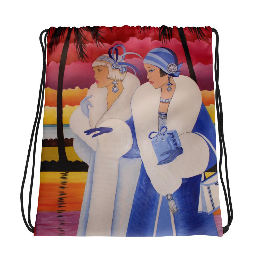 Drawstring Bag in Palm Beach Blue with contrasting straps, perfect for gym and casual use.