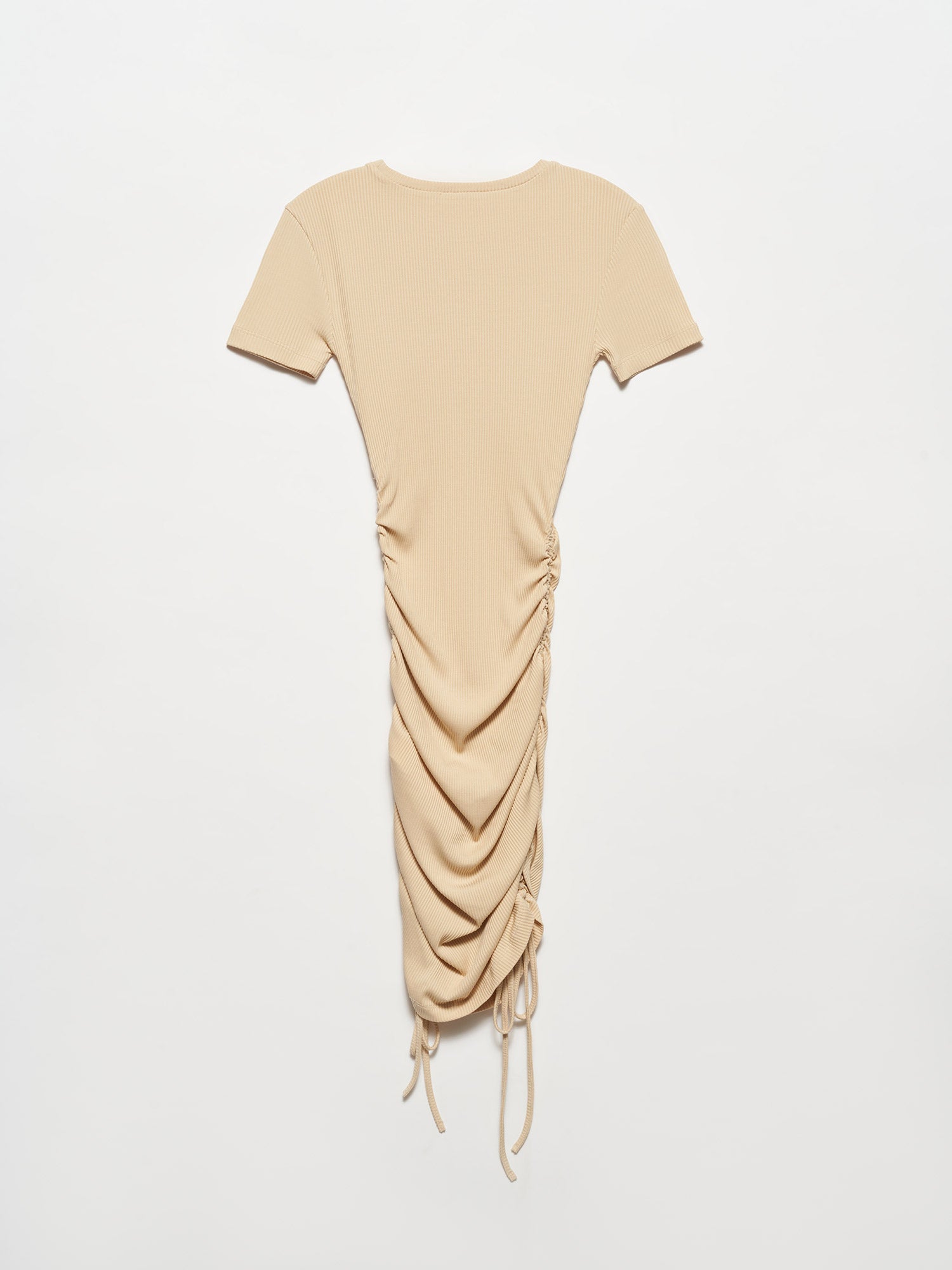 A stylish dress with side ties, showcasing its elegant design and fabric texture.