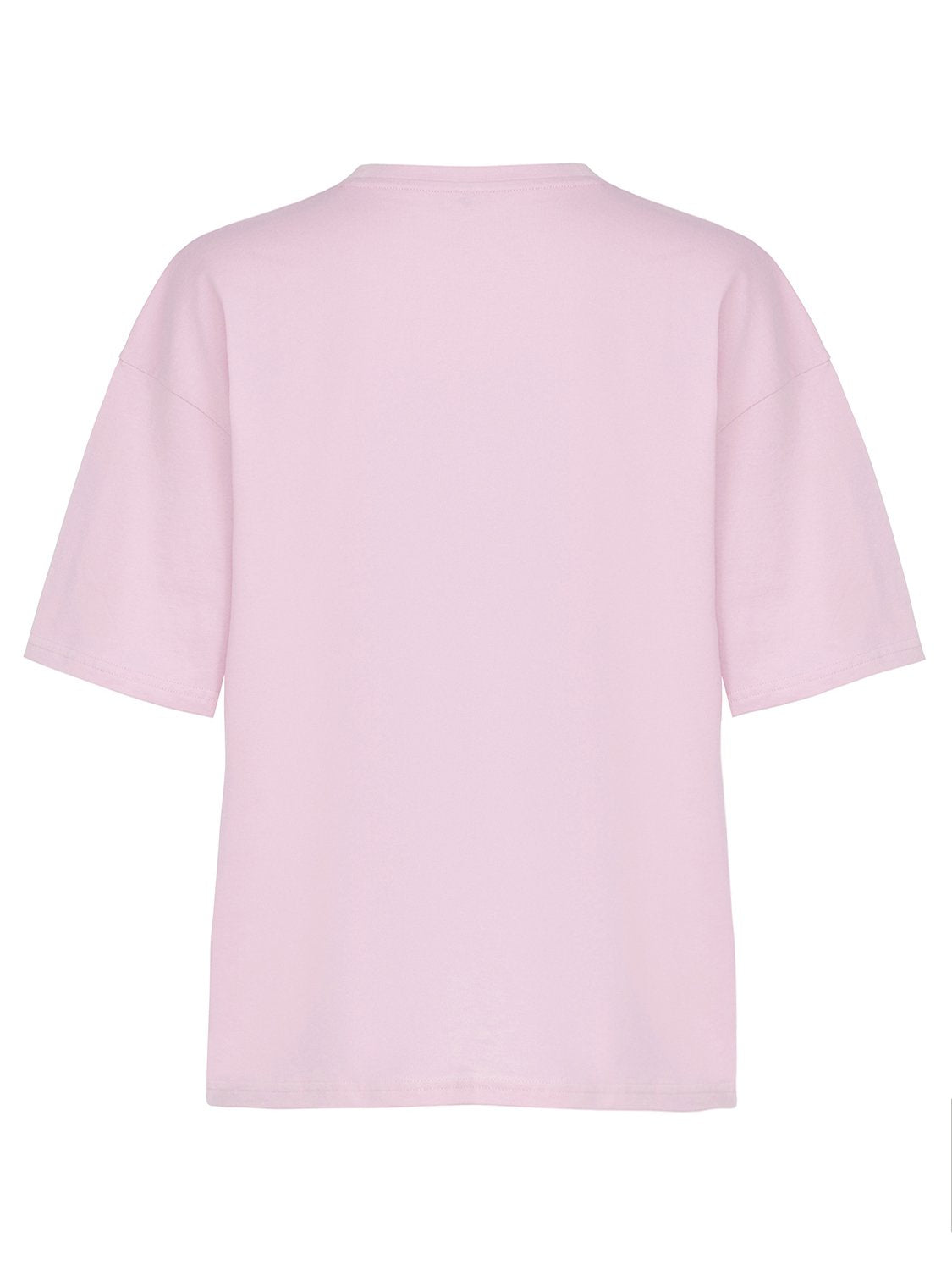 A vibrant dropped shoulder oversize t-shirt in lively blue and soft pink, featuring a crew neckline and side vents, perfect for casual summer wear.