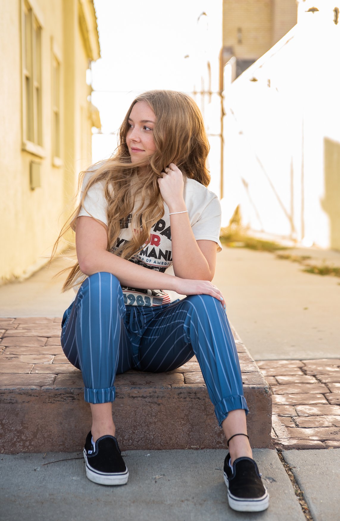 DT UPTOWN Lightweight Joggers in Steel Blue Stripe featuring a drawstring waist and pockets, ideal for casual and active wear.