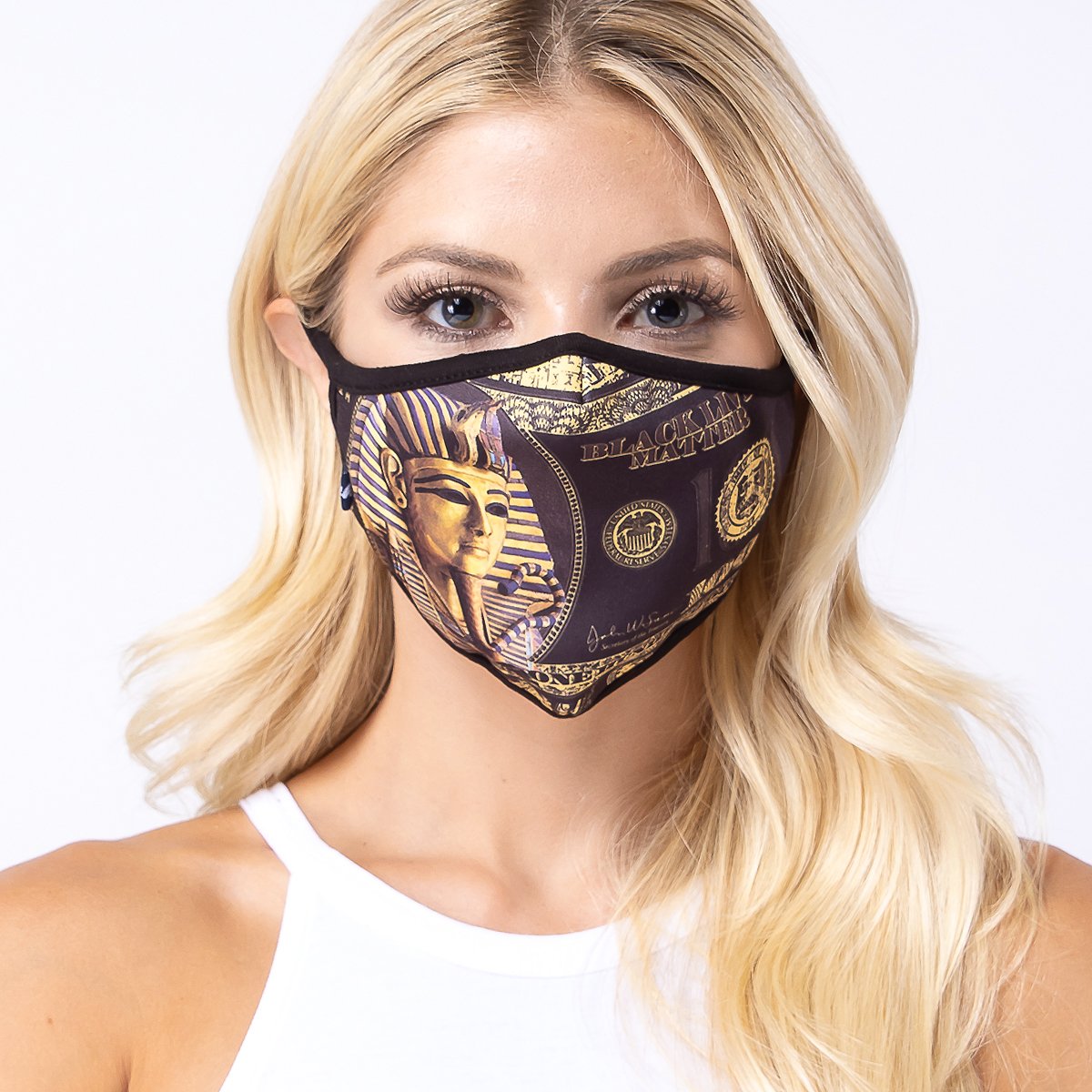 Egyptian 3-Layered Face Cover featuring a unique print design, made of polyester and cotton, suitable for unisex wear.