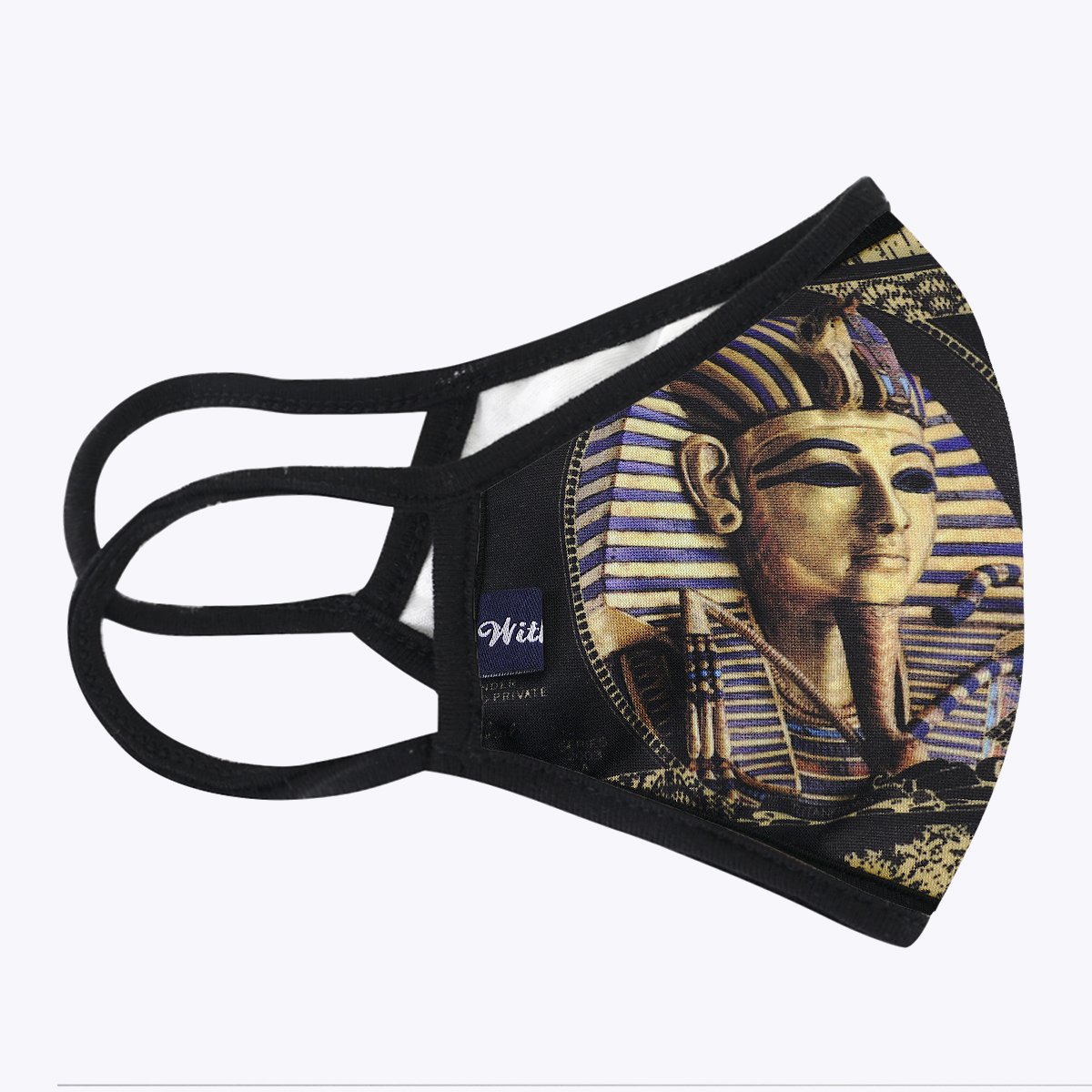 Egyptian 3-Layered Face Cover featuring a unique print design, made of polyester and cotton, suitable for unisex wear.