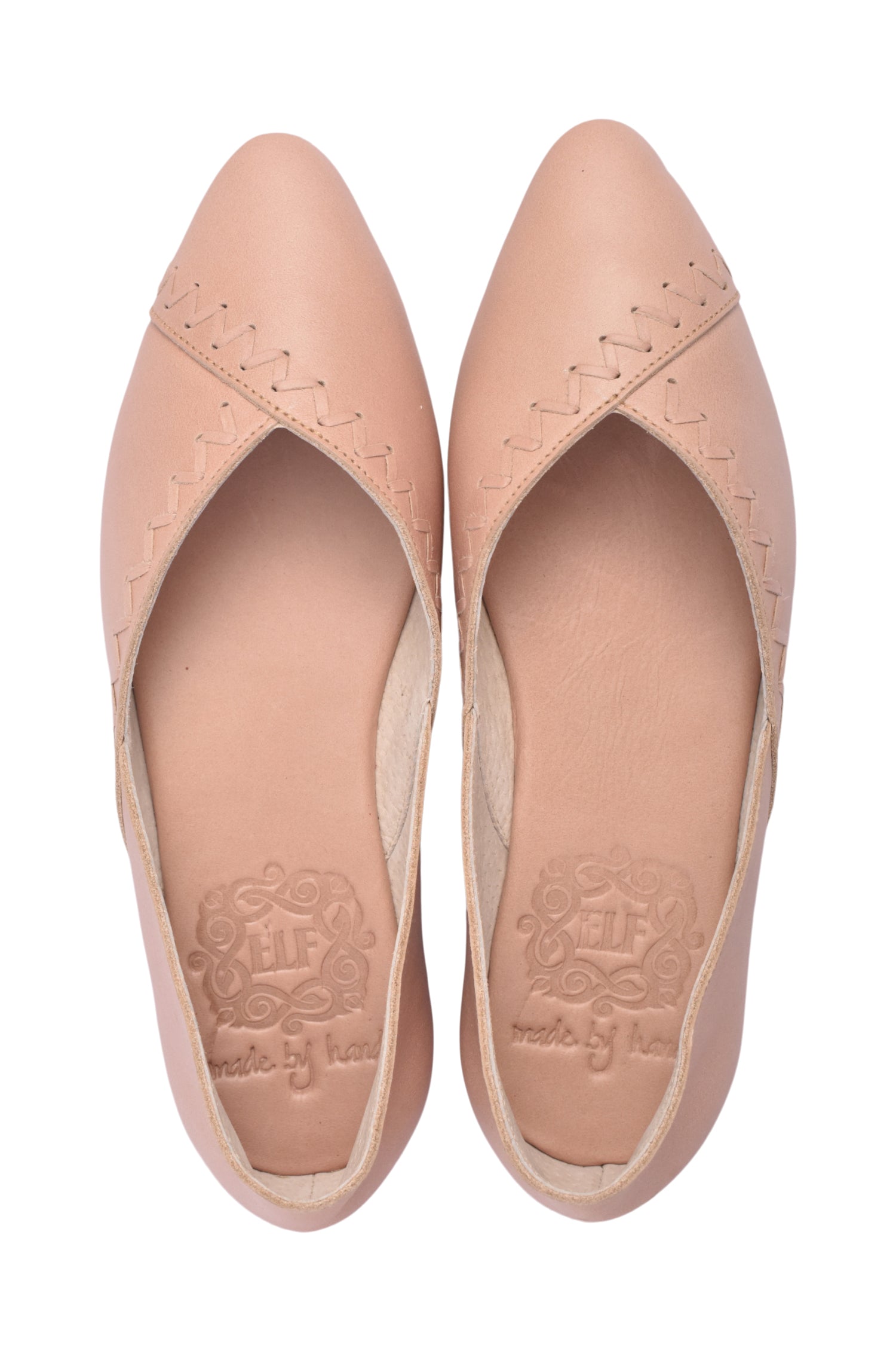 Elle Pointy Toe Leather Ballet Flats in elegant design, showcasing soft leather and pointed toe silhouette.