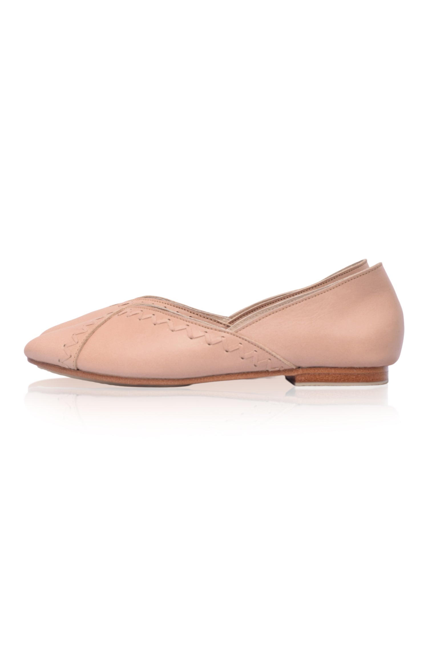 Elle Pointy Toe Leather Ballet Flats in elegant design, showcasing soft leather and pointed toe silhouette.