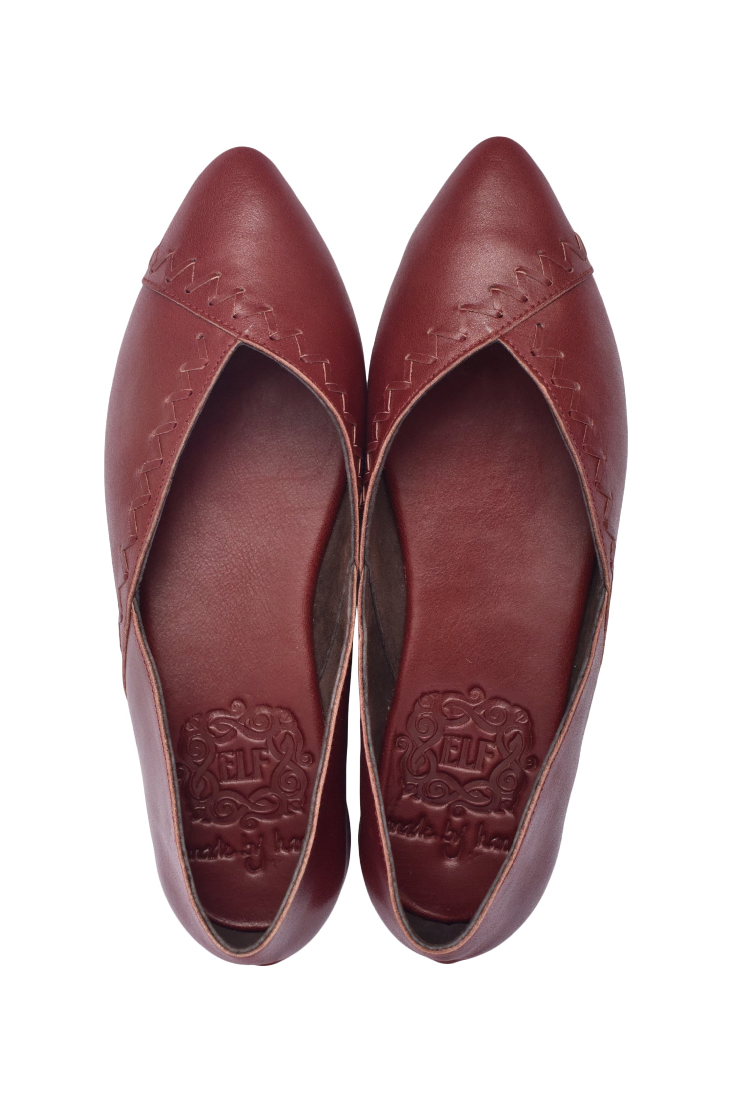 Elle Pointy Toe Leather Ballet Flats in elegant design, showcasing soft leather and pointed toe silhouette.