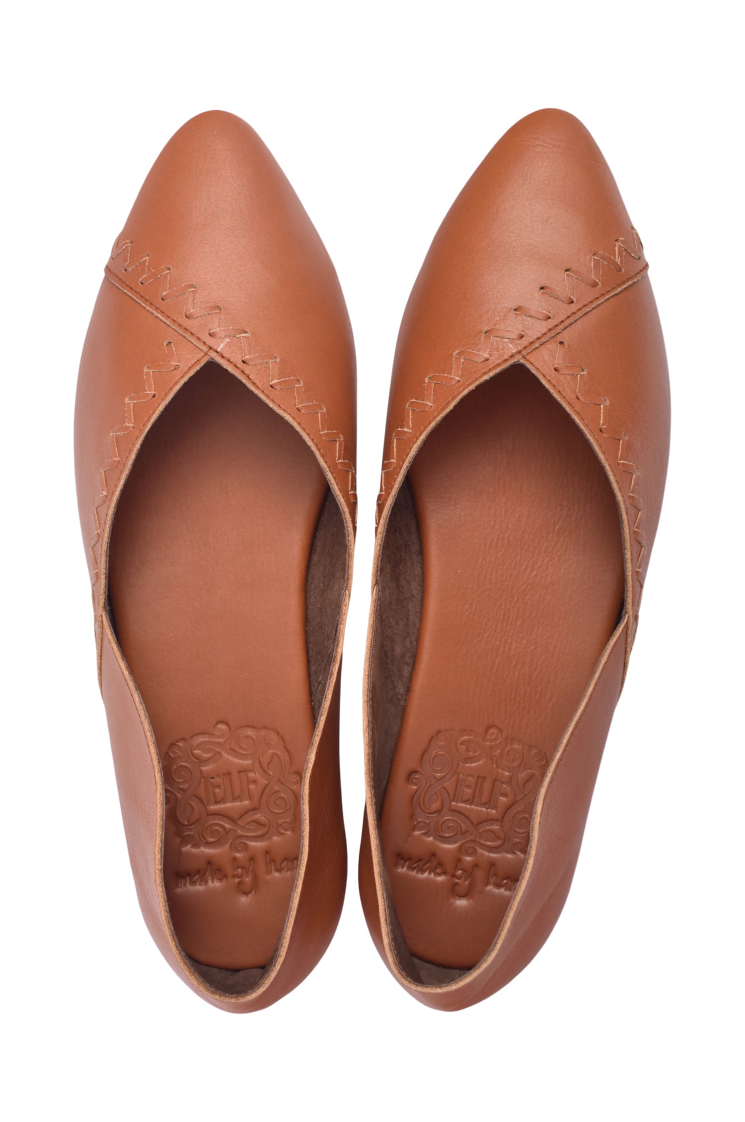 Elle Pointy Toe Leather Ballet Flats in elegant design, showcasing soft leather and pointed toe silhouette.