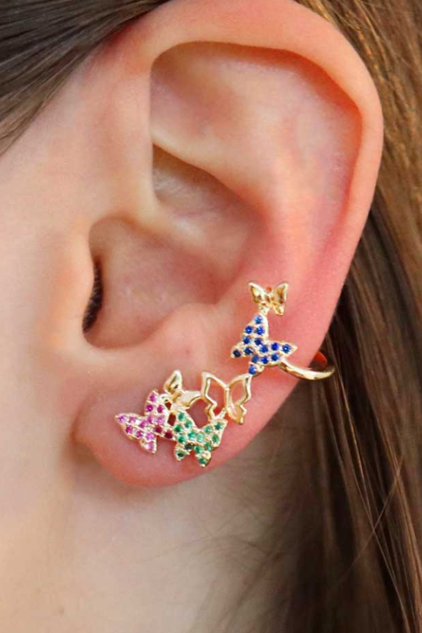 Elegant multicolor butterfly earrings made from metal alloy, showcasing a charming design.