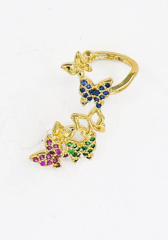 Elegant multicolor butterfly earrings, small and stylish, made from durable metal alloy.