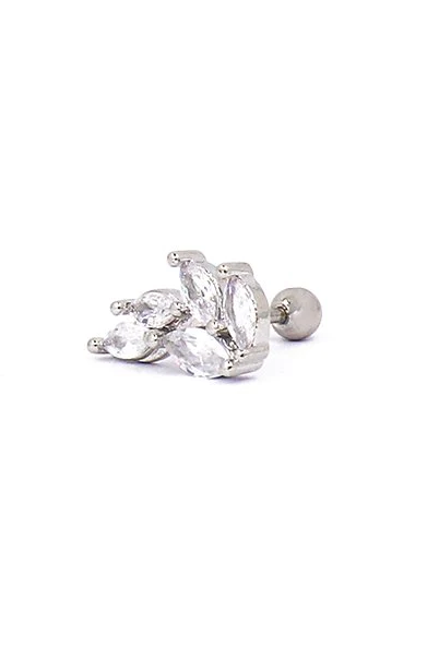 Elegant mini rhinestone earring in silver color, showcasing its sparkling design and high-quality craftsmanship.