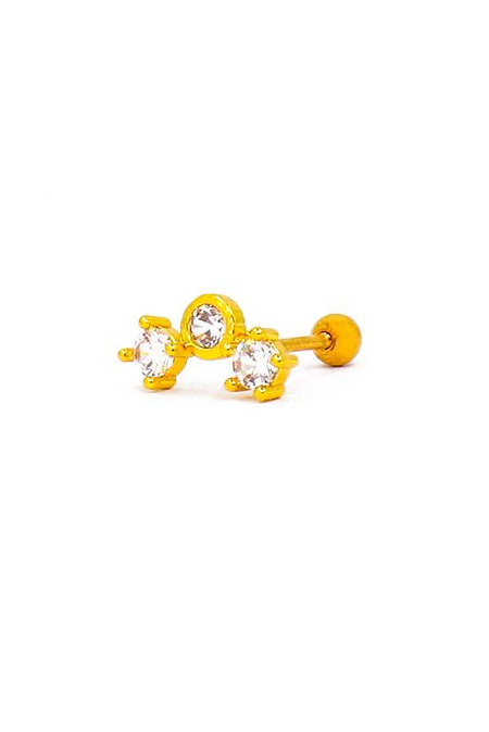 Elegant mini gold earring with rhinestones, showcasing a stylish design perfect for any occasion.