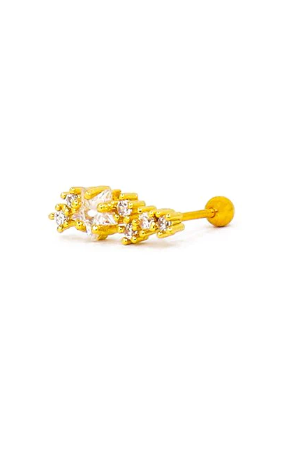 Elegant mini earring ART945 in gold color with rhinestones, showcasing its stylish design and sparkle.