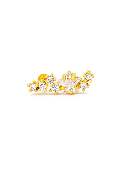 Elegant mini gold earring with rhinestones, showcasing a chic design perfect for any outfit.