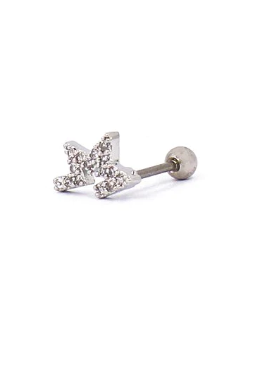 Elegant mini rhinestone earring in silver color, showcasing its sparkling design and lightweight structure.