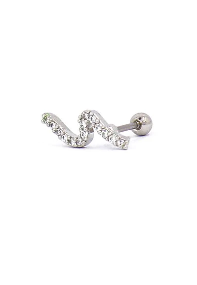 Elegant mini rhinestone earring in silver color, showcasing its delicate design and sparkling rhinestones.