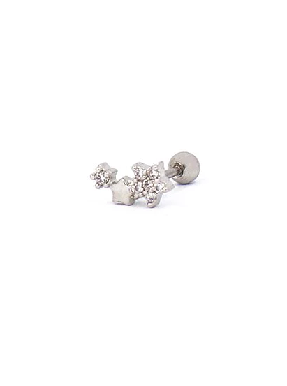 Elegant mini rhinestone earring in silver color, showcasing its stylish design and sparkling accents.