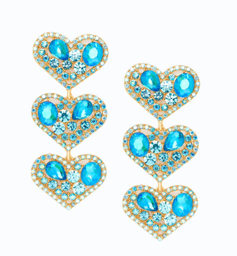 Elegant blue rhinestone chandelier earrings showcasing intricate design and sparkling details, perfect for enhancing any outfit.