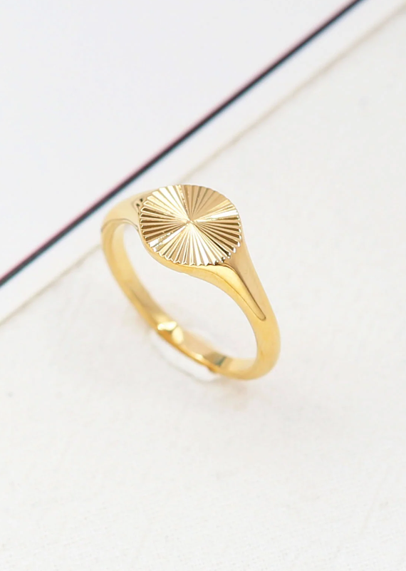 Elegant gold color stainless steel ring, item code ART2104, showcasing a sleek and polished design.