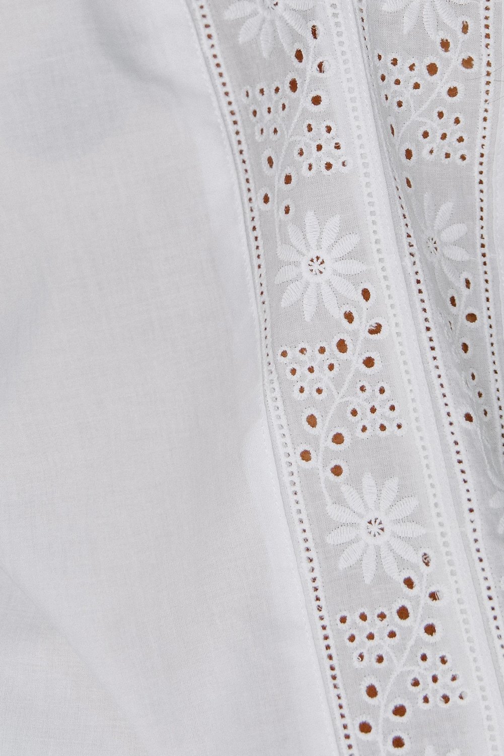 Embroidered Eyelet Cap Sleeves Top featuring scalloped sleeves and a smocked neckline, perfect for summer wear.