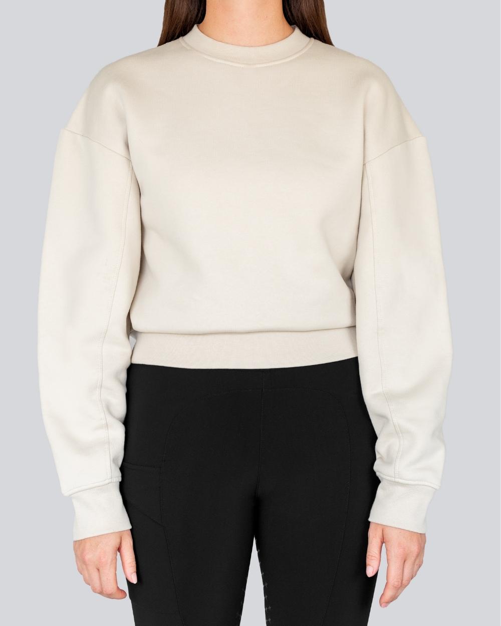 Embroidered Sweatshirt Tan made from 100% organic cotton, featuring tonal embroidery and long voluminous sleeves.