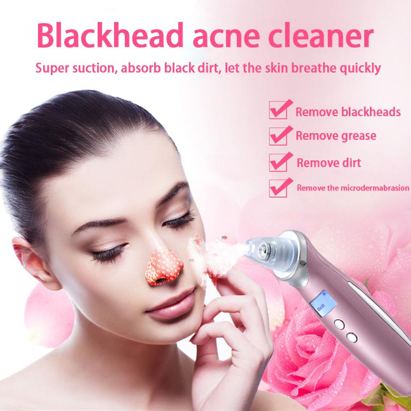 Face Pore Cleaner Blackhead Remover Vacuum with LCD display, designed for effective blackhead removal and skin exfoliation.